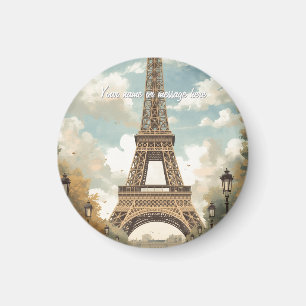Aimant Tour Eiffel Paris Voyage Art Rétro Vintage Nom