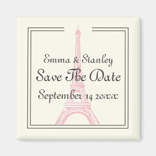 Aimant Tour Eiffel rose mariage Paris Enregistrer la date