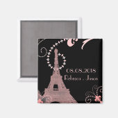 Aimant tour eiffel vintage paris save the date (Recto/Verso)