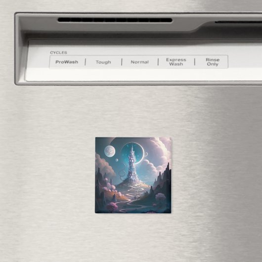 Aimant Tour Whimsical Paysage Imaginaire Art (In Situ (Lave-vaisselle))