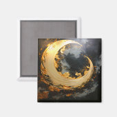 Aimant Tourbillon Abstrait Or Noir Lune Moderne (Recto/Verso)