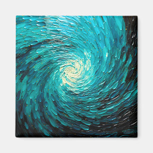 Aimant Tourbillon océan turquoise abstrait