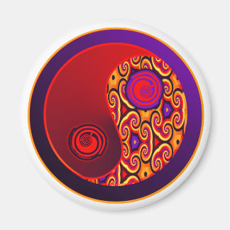 Aimant Tourbillons rouges et violets Yin Yang
