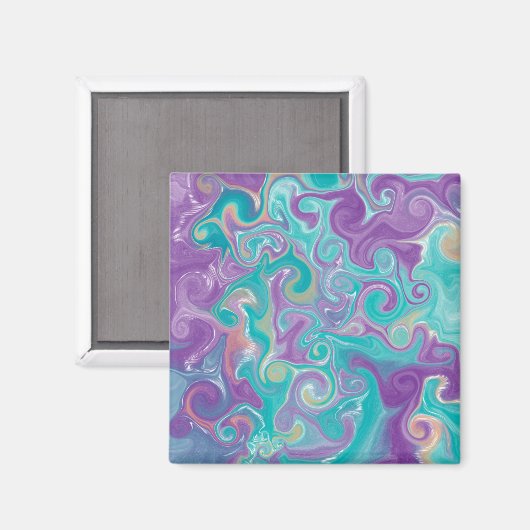 Aimant Tourbillons violets, bleus, dorés et Turquoises (Recto/Verso)