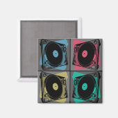 Aimant Tourne-disques d'art pop rétro (Recto/Verso)