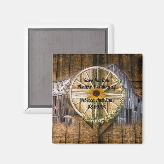 Aimant Tournesol à roue de la grange rustique (Recto/Verso)