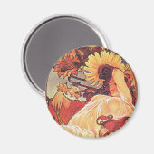 Aimant Tournesol Alphonse Mucha (Recto/Verso)