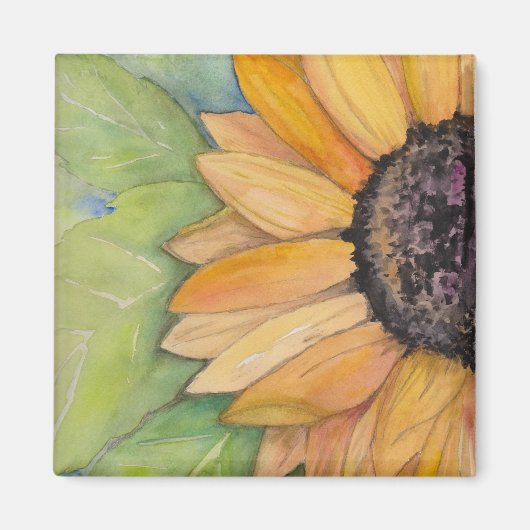 Aimant Tournesol aquarelle (Devant)