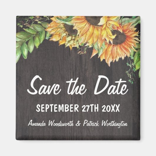 Aimant Tournesol Aquarelle Rustique Pays Enregistrer la d (Devant)