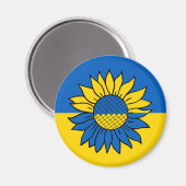 Aimant Tournesol devant le drapeau ukrainien (Recto/Verso)