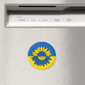 Aimant Tournesol devant le drapeau ukrainien (In Situ (Lave-vaisselle))