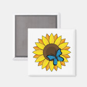 Aimant Tournesol et papillon bleu (Recto/Verso)