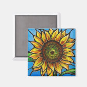 Aimant Tournesol et papillon - style vitrail ! (Recto/Verso)