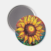 Aimant tournesol. Fleur. coloré (Recto/Verso)