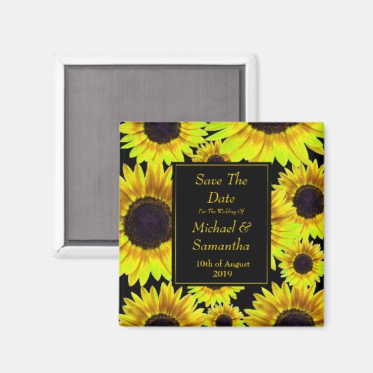 Aimant Tournesol Jaune Lumineux - Enregistrer La Date (Recto/Verso)