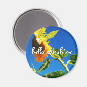 Aimant Tournesol Jaune Photo Hello Sunshine Script Bold (Recto/Verso)
