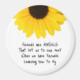 Aimant Tournesol Les Amis Sont Des Anges Citation