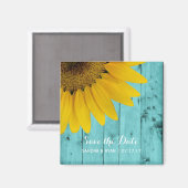 Aimant Tournesol rustique Enregistrer la date Bois Turquo (Recto/Verso)