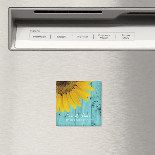 Aimant Tournesol rustique Enregistrer la date Bois Turquo (In Situ (Lave-vaisselle))