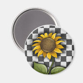 Aimant Tournesol sur À damiers Arrière - plan (Recto/Verso)