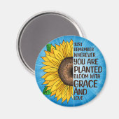 Aimant Tournesol tiré à la main et citation (Recto/Verso)