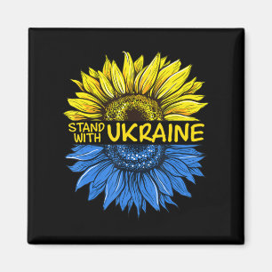 Aimant Tournesol Ukrainien je reste avec l'Ukraine amour 
