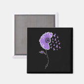 Aimant Tournesol Violet Guerrier Ruban Mignon  (Recto/Verso)