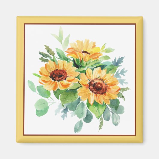Aimant Tournesols aquarelle (Devant)