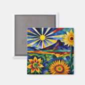 Aimant Tournesols du matin (Recto/Verso)
