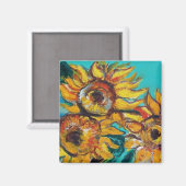 AIMANT TOURNESOLS EN TURQUOISE BLEU (Recto/Verso)