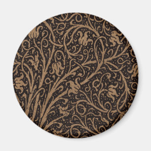 Aimant Tournures Florales Marron Vintage