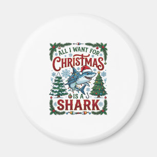 Aimant Tous veulent des arbres de pin requin de Noël