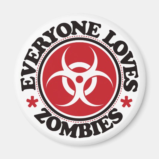 Aimant Tout le monde aime Zombies - Rouge (Devant)