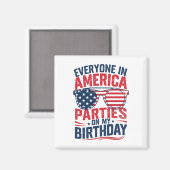 Aimant Tout Le Monde En Amérique Fête À Mon Anniversaire (Recto/Verso)