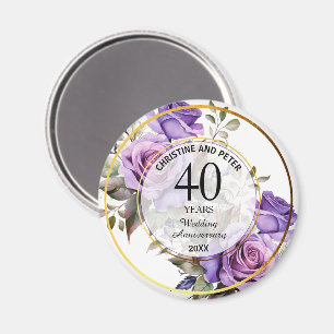 Aimant Tout Mariage Gold Frame Purple Rose Anniversaire