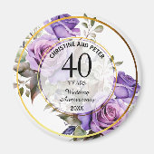 Aimant Tout Mariage Gold Frame Purple Rose Anniversaire (Devant)