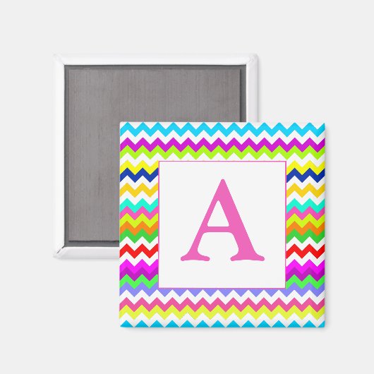 Aimant Tout sauf Grey Chevron Custom Initial (Recto/Verso)