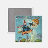 Aimant Toutes les salutations d'Halloween Volying Witch (Recto/Verso)