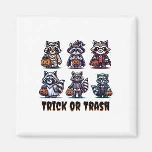 Aimant Trac Ou Trash Halloween Funny Raccoon Automne Auto