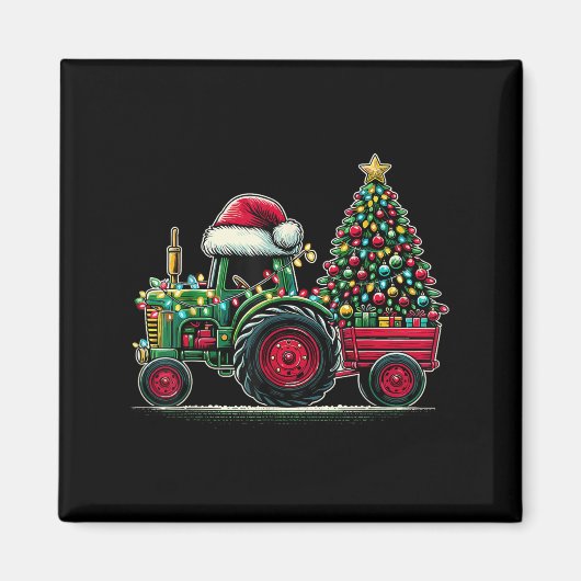 Aimant Tracteur de Noël Père Noël Camion de ferme de Noël (Devant)