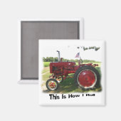 Aimant Tracteur rouge C'est comme ça que j'enroule l'aima (Recto/Verso)