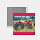 Aimant Tracteur rouge classique (Recto/Verso)
