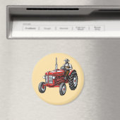 Aimant Tracteur rouge vintage (In Situ (Lave-vaisselle))