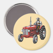 Aimant Tracteur rouge vintage (Recto/Verso)