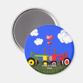 Aimant Tracteurs de baiser sous les coeurs (Recto/Verso)