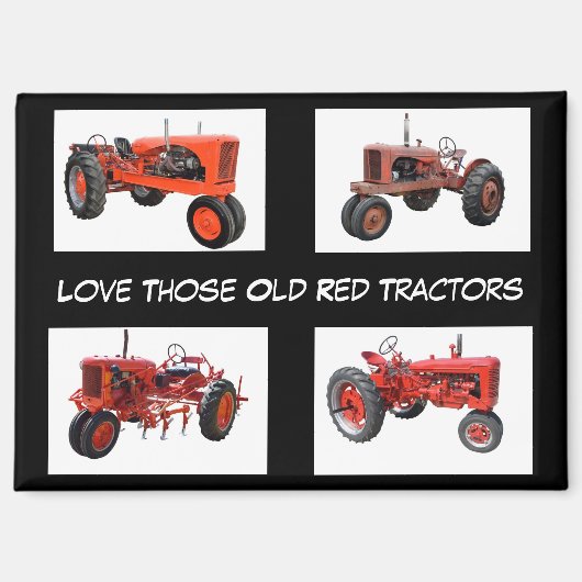 Aimant Tracteurs Rouges Vintage (Recto)