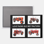 Aimant Tracteurs Rouges Vintage (Recto/Verso)