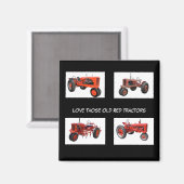 Aimant Tracteurs rouges vintages (Recto/Verso)