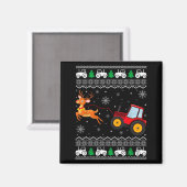 Aimant Tractor Ugly Christmas Tree Holiday Funny Xmas Boy (Recto/Verso)