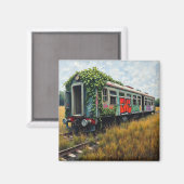 Aimant Train abandonné recouvert de lierre et de graffiti (Recto/Verso)